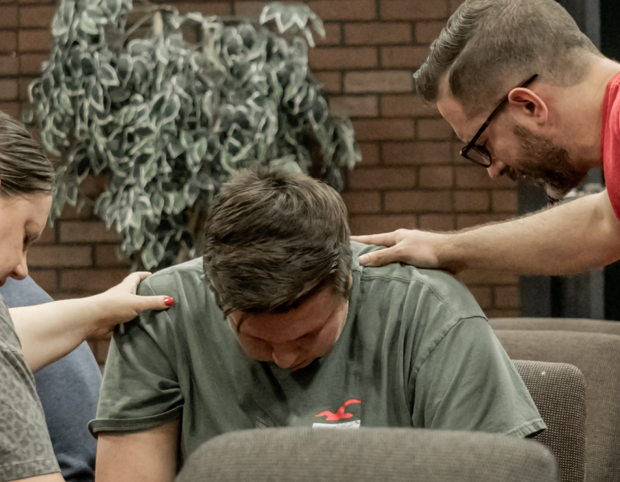 Prayer and ministry time at Shepherd Church in Hobart, Indiana